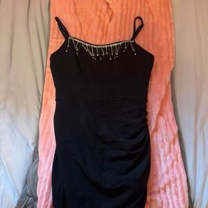 Elegant Black Dress with Beaded Detail